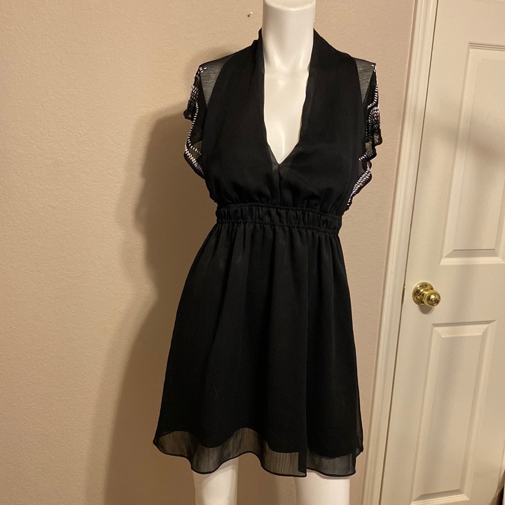 5th Culture Black Dress Beaded Sleeves